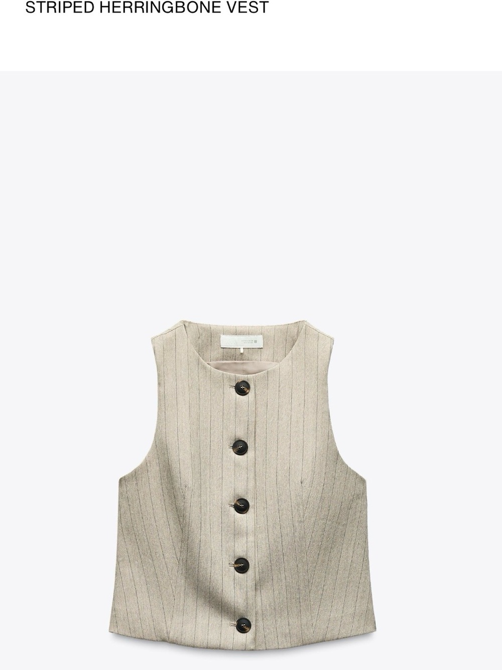 Zara Beige Striped Herringbone Vest